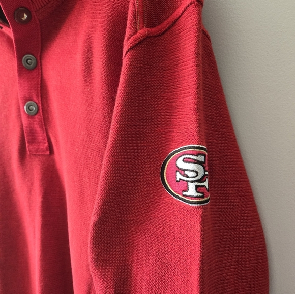 TOMMY BAHAMA × SAN FRANCISCO 49ERS NFL Red Cotton Knit Sweater. Large - Picture 3 of 10